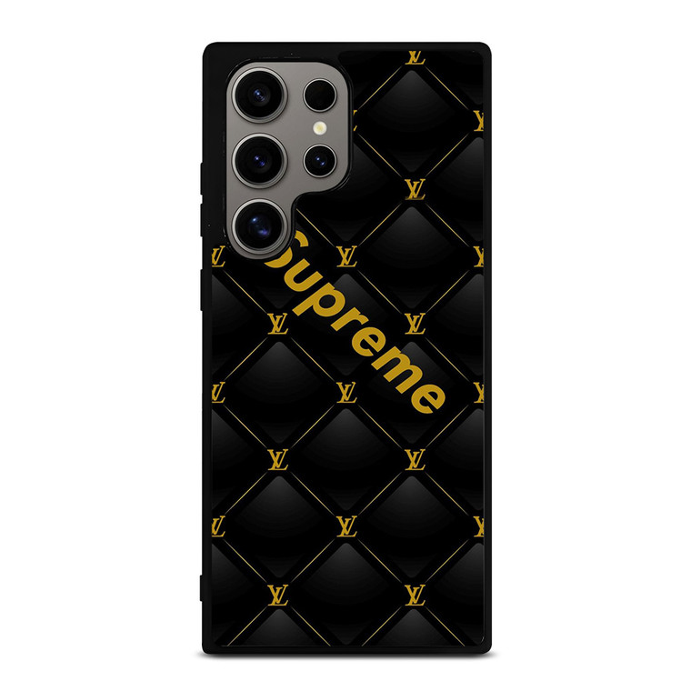 SUPREME BLACK PATTERN GOLD Samsung Galaxy S24 Ultra Case