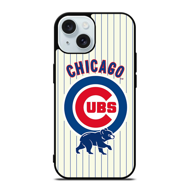 CHICAGO CUBS BASEBALL STRIPES LOGO iPhone 15  Case Cover