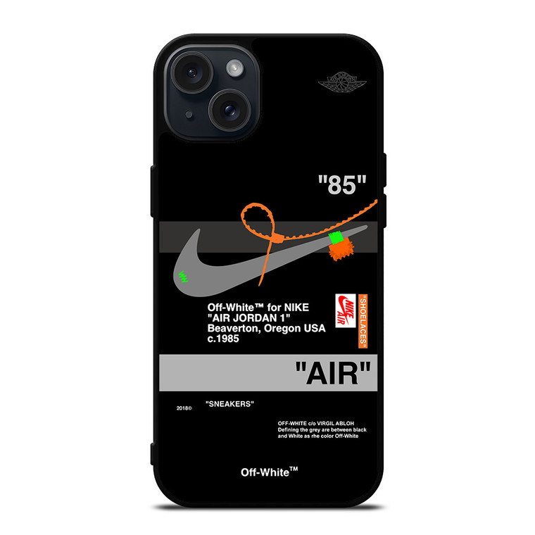 AIR JORDAN NIKE OFF WHITE BLACK iPhone 15 Plus Case