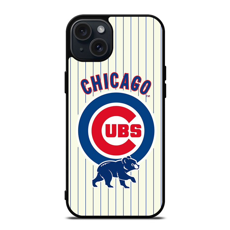CHICAGO CUBS BASEBALL STRIPES LOGO iPhone 15 Plus Case
