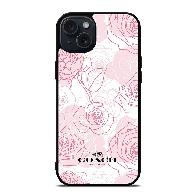 COACH NEW YORK PINK ROSES iPhone 15 Plus Case