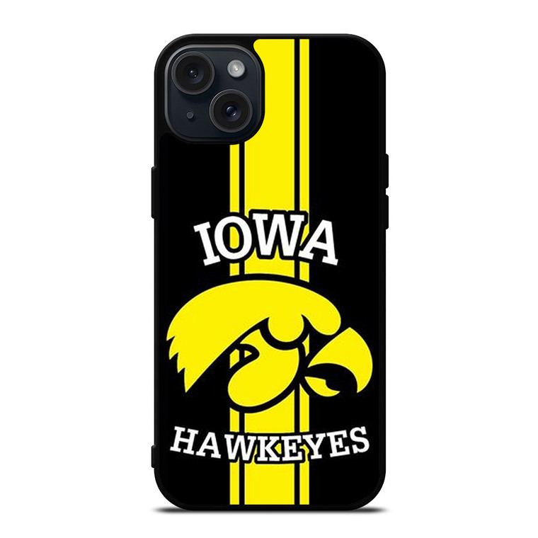 IOWA HAWKEYES STRIPS LOGO FOOTBALL TEAM iPhone 15 Plus Case