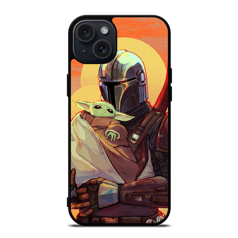 MANDALORIAN AND BABY YODA STAR WARS CARTOON iPhone 15 Plus Case