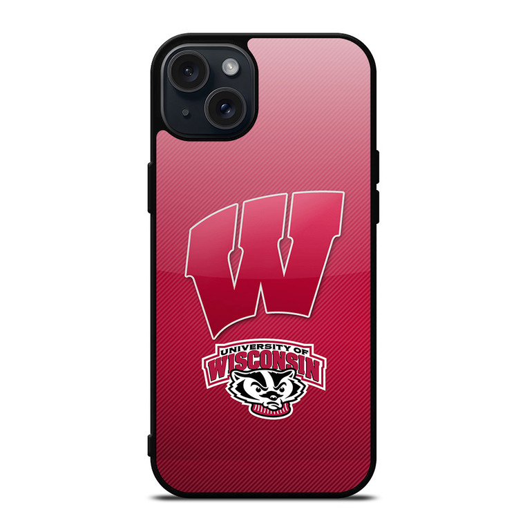 WISCONSIN BADGER LOGO UNIVERSITY FOOTBALL TEAM iPhone 15 Plus Case