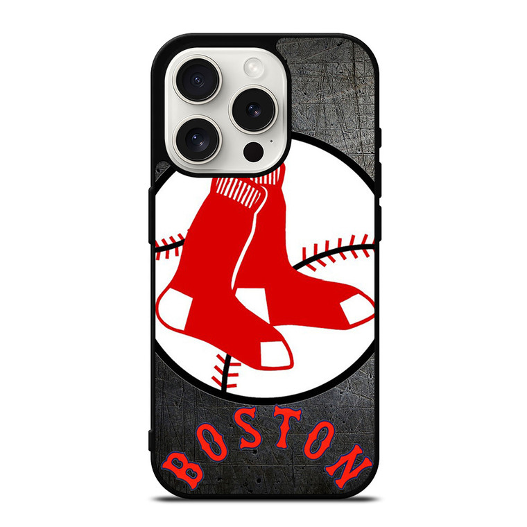 BOSTON RED SOX BASEBALL METAL LOGO iPhone 15 Pro Case
