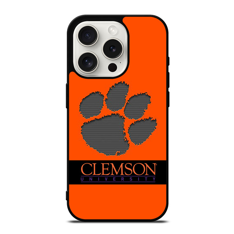 CLEMSON TIGERS UNIVERSITY PAW LOGO iPhone 15 Pro Case
