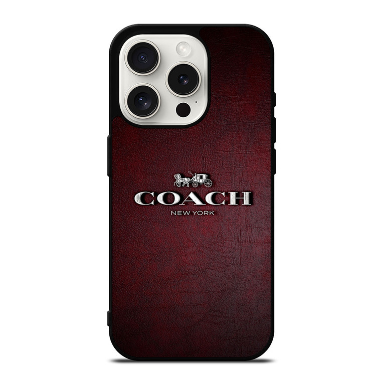 COACH NEW YORK LOGO RED LEATHER iPhone 15 Pro Case