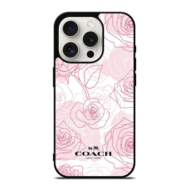 COACH NEW YORK PINK ROSES iPhone 15 Pro Case COACH NEW YORK PINK ROSES iPhone 15 Pro Case