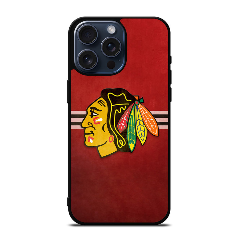 CHICAGO BLACK HAWKS RED LOGO iPhone 15 Pro Max Case
