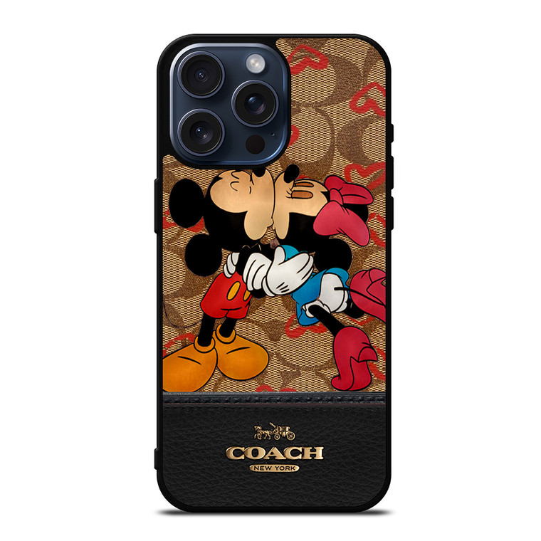 COACH NEW YORK BROWN MICKEY AND MINNIE MOUSE iPhone 15 Pro Max Case