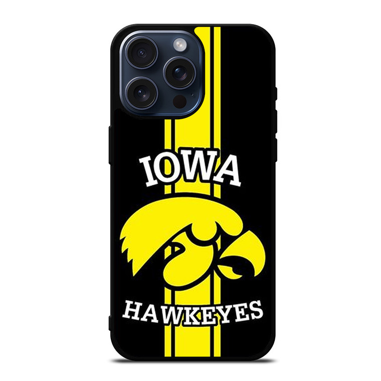 IOWA HAWKEYES STRIPS LOGO FOOTBALL TEAM iPhone 15 Pro Max Case