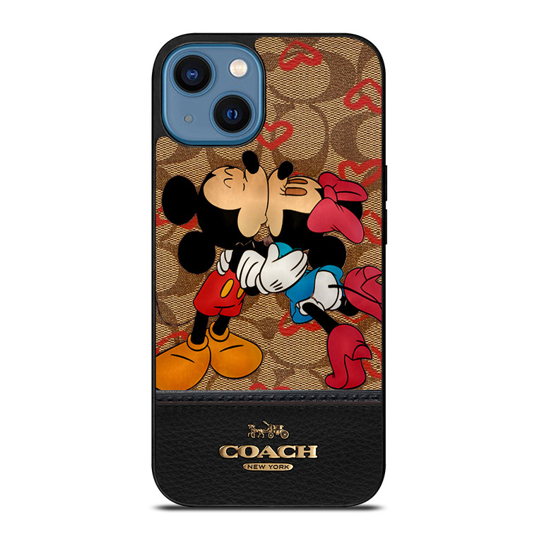COACH NEW YORK BROWN MICKEY AND MINNIE MOUSE iPhone 14 Case