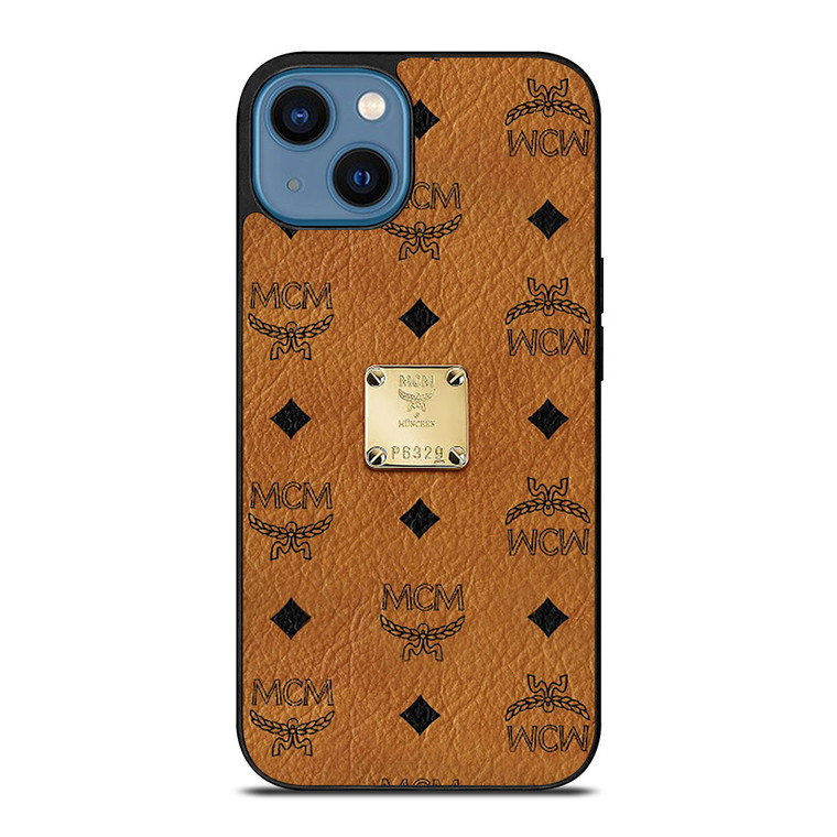 MCM WORLD WIDE BROWN LEATHER EMBLEM iPhone 14 Case