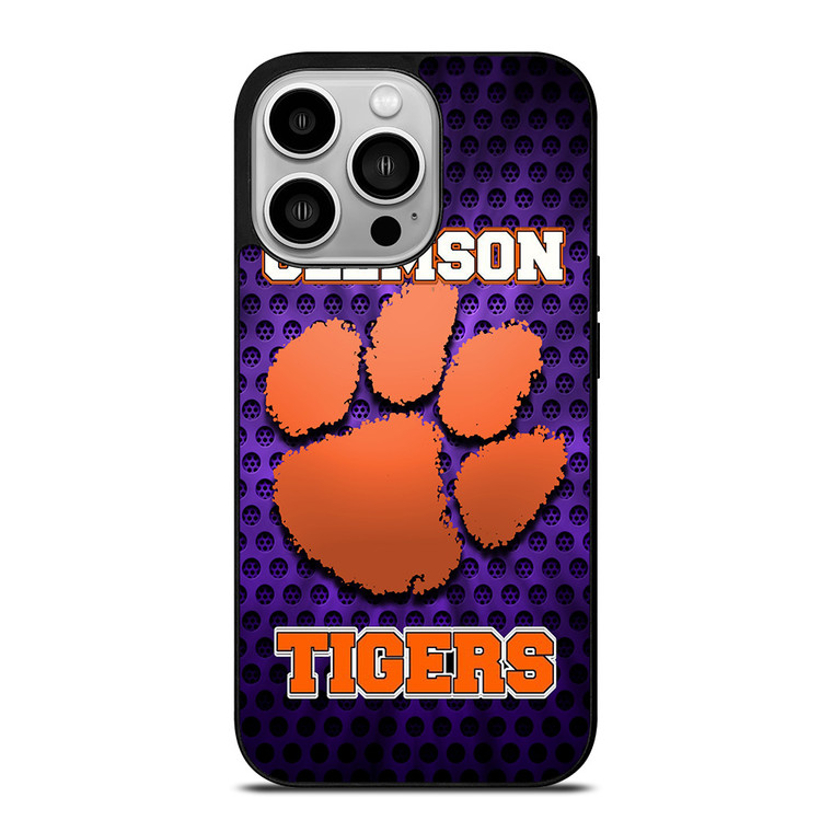 CLEAMSON TIGERS FOOTBALL LOGO PURPLE iPhone 14 Pro Case