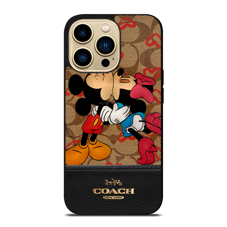 COACH NEW YORK BROWN MICKEY AND MINNIE MOUSE iPhone 14 Pro Max Case