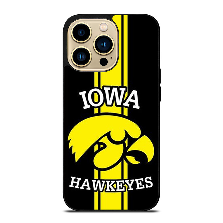 IOWA HAWKEYES STRIPS LOGO FOOTBALL TEAM iPhone 14 Pro Max Case