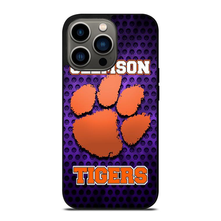 CLEAMSON TIGERS FOOTBALL LOGO PURPLE iPhone 13 Pro Case