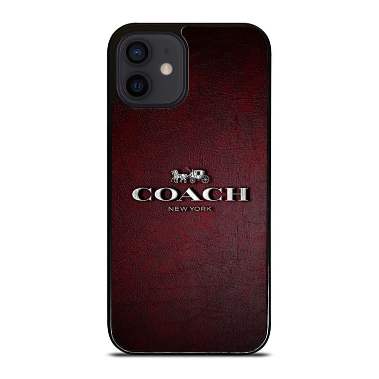 COACH NEW YORK LOGO RED LEATHER iPhone 12 Mini Case