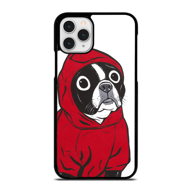 BOSTON TERRIER IN A RED HOODIE iPhone 11 Pro Case