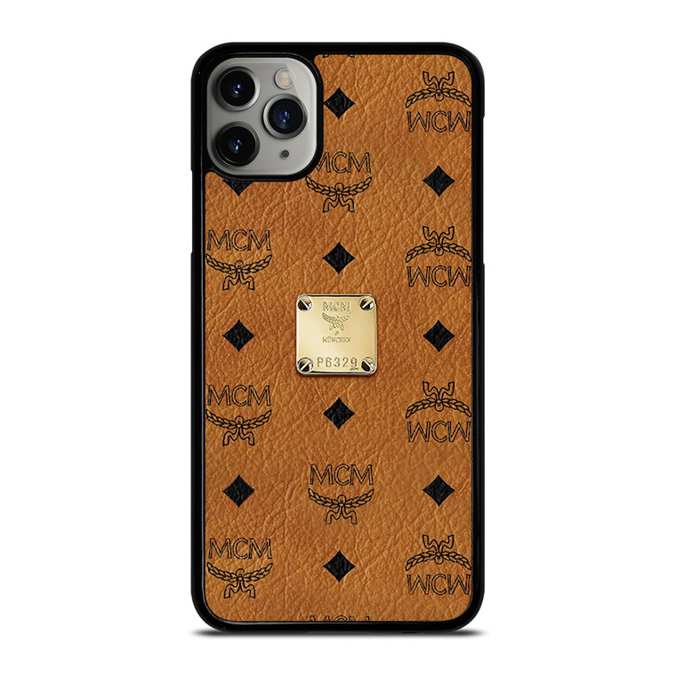 MCM WORLD WIDE BROWN LEATHER EMBLEM iPhone 11 Pro Max Case