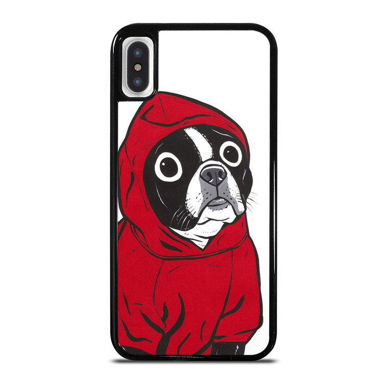 BOSTON TERRIER IN A RED HOODIE iPhone X / XS Case