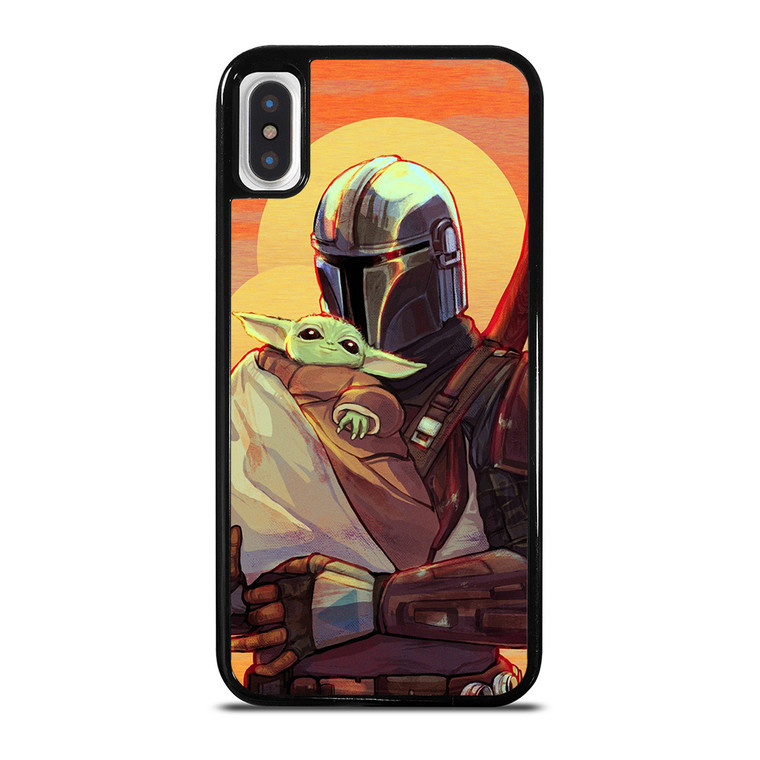 MANDALORIAN AND BABY YODA STAR WARS CARTOON iPhone X / XS Case