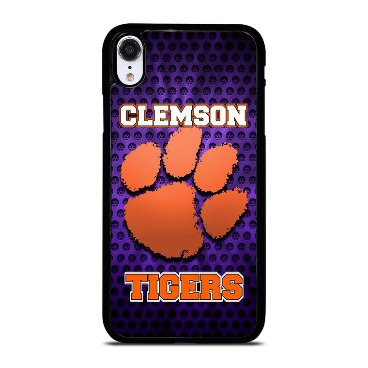 CLEAMSON TIGERS FOOTBALL LOGO PURPLE iPhone XR Case