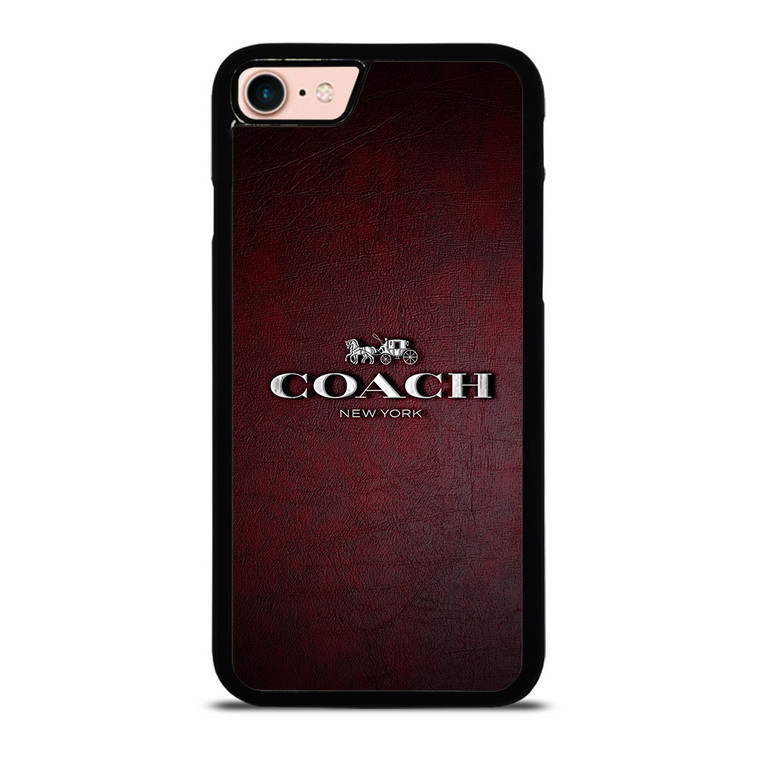 COACH NEW YORK LOGO RED LEATHER iPhone 8 Case