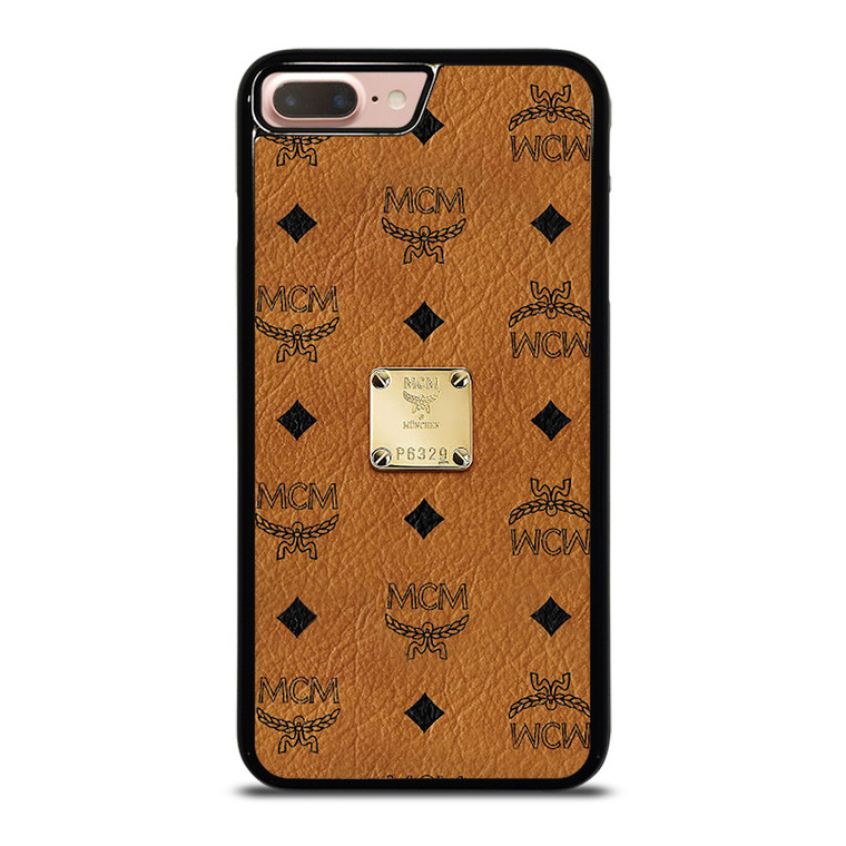 MCM WORLD WIDE BROWN LEATHER EMBLEM iPhone 8 Plus Case