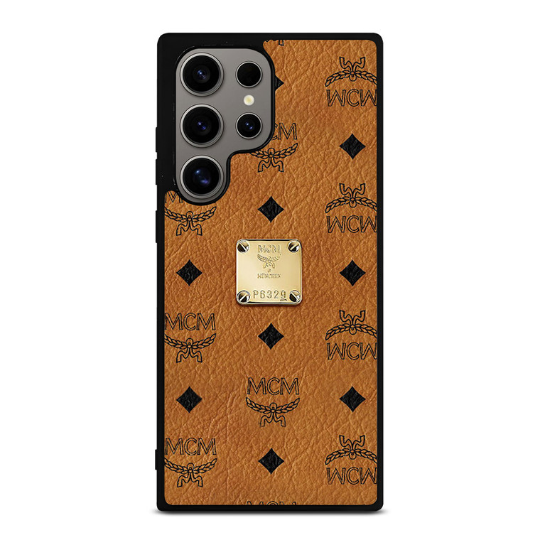 MCM WORLD WIDE BROWN LEATHER EMBLEM Samsung Galaxy S24 Ultra Case