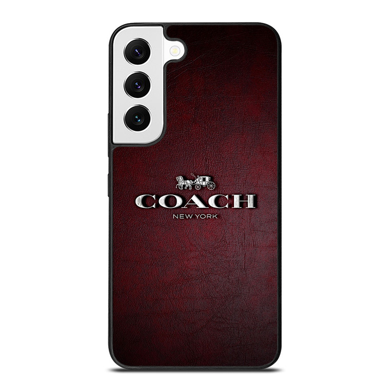 COACH NEW YORK LOGO RED LEATHER Samsung Galaxy S22 Case