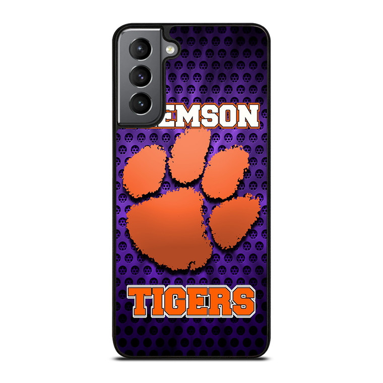CLEAMSON TIGERS FOOTBALL LOGO PURPLE Samsung Galaxy S21 Plus Case