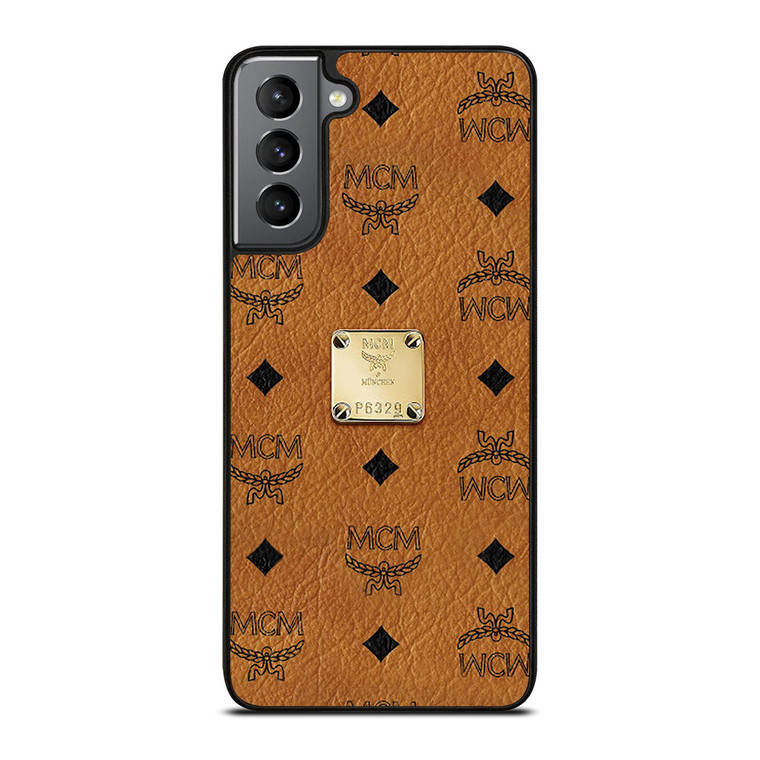 MCM WORLD WIDE BROWN LEATHER EMBLEM Samsung Galaxy S21 Plus Case