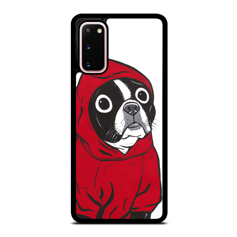 BOSTON TERRIER IN A RED HOODIE Samsung Galaxy S20 Case