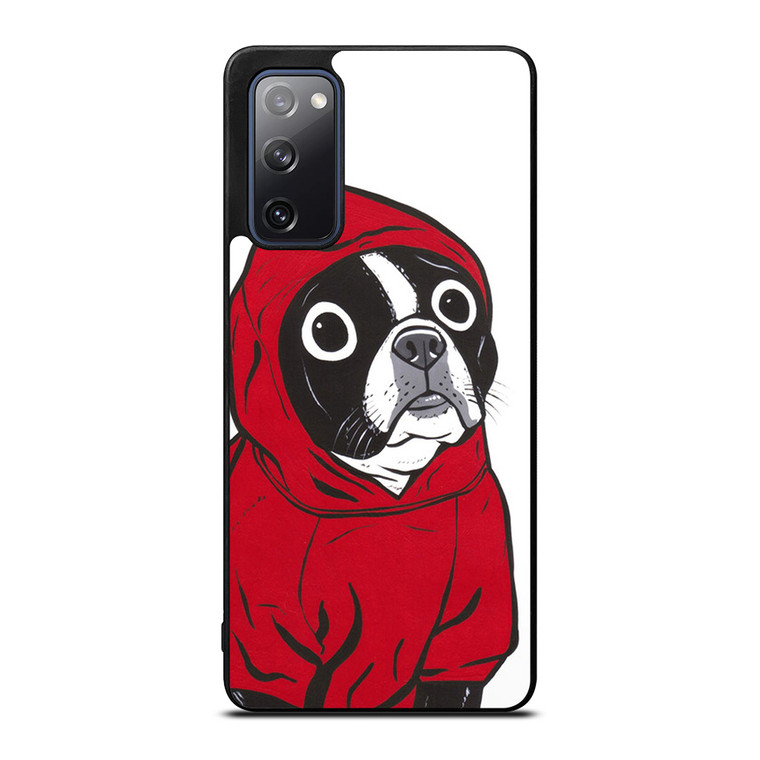BOSTON TERRIER IN A RED HOODIE Samsung Galaxy S20 FE Case