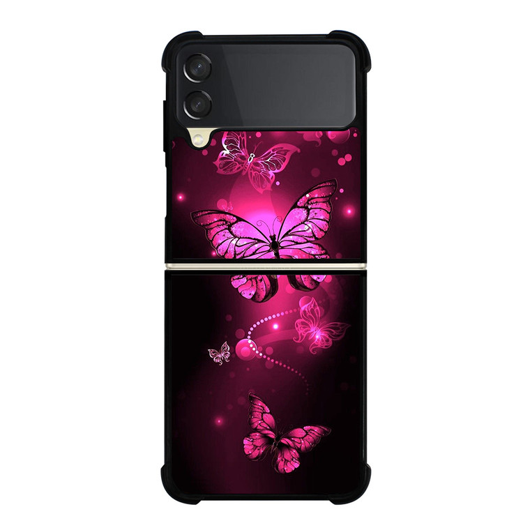 PURPLE BITTERFLY PINK Samsung Galaxy Z FLip 3 5G Case Cover