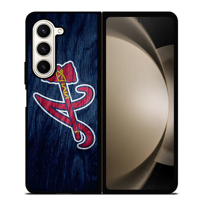 ATLANTA BRAVES MLB WOODEN LOGO Samsung Galaxy Z Fold 5 Case Cover
