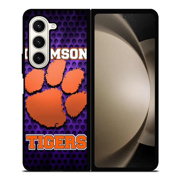 CLEAMSON TIGERS FOOTBALL LOGO PURPLE Samsung Galaxy Z Fold 5 Case Cover