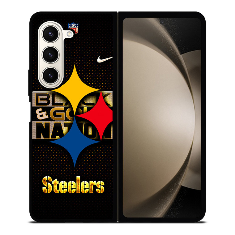 PITTSBURGH STEELERS BLACK AND GO NATION Samsung Galaxy Z Fold 5 Case Cover