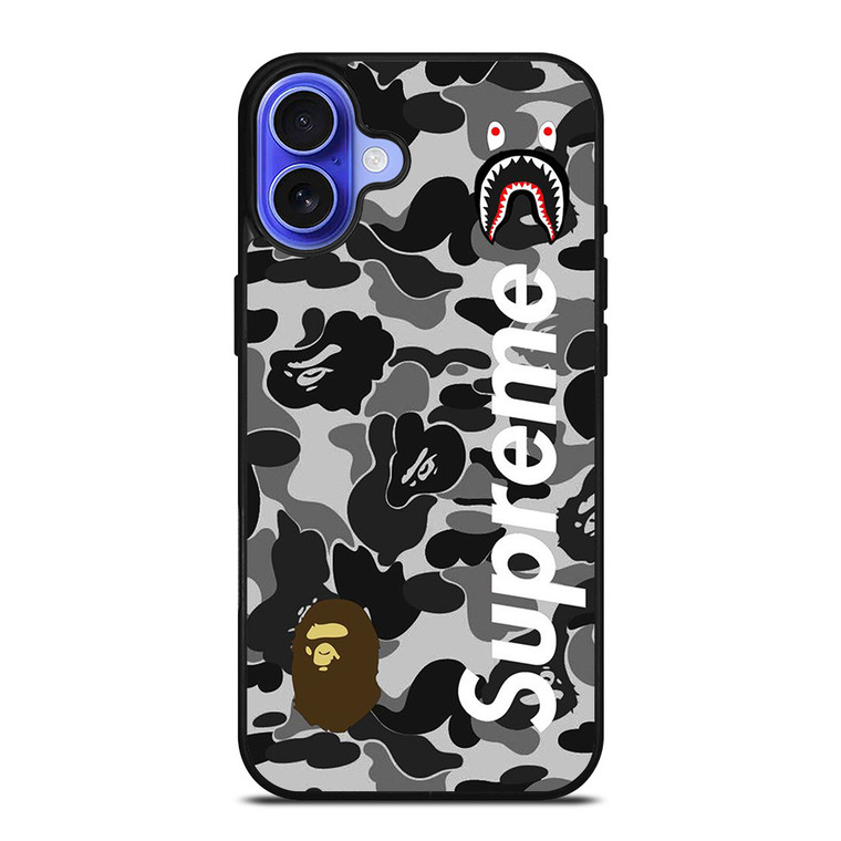 BAPE CAMO SHARK LOGO X SUPREME iPhone 16 Case