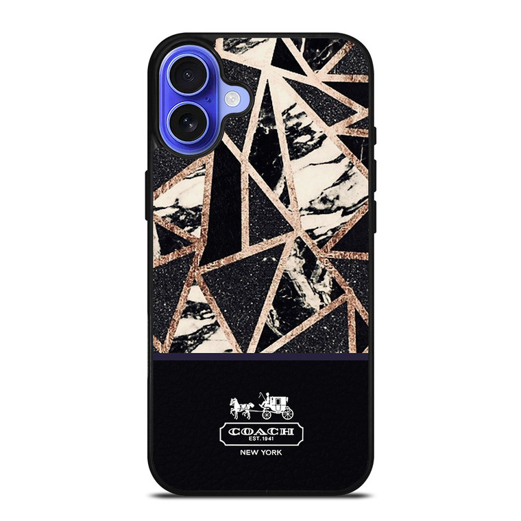 COACH NEW YORK GOLD BLACK TEXTURE iPhone 16 Case