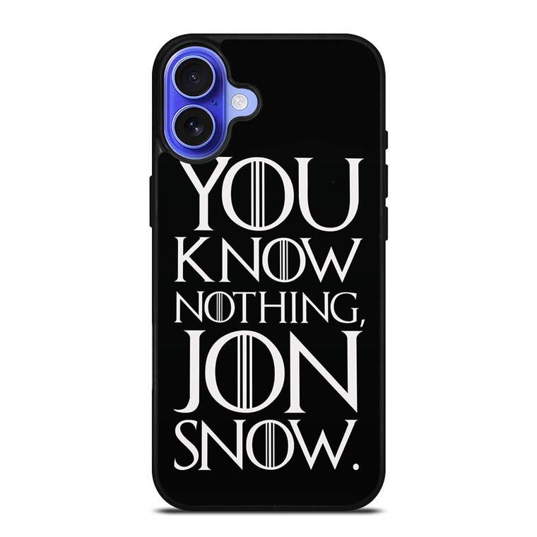 GAME OF THRONES KNOW NOTHING JON SNOW black rubber iPhone 16 Case