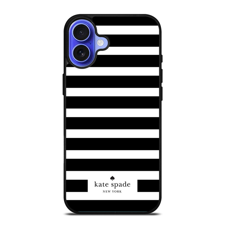 KATE SPADE NEW YORK BLACK WHITE STRIPES iPhone 16 Case