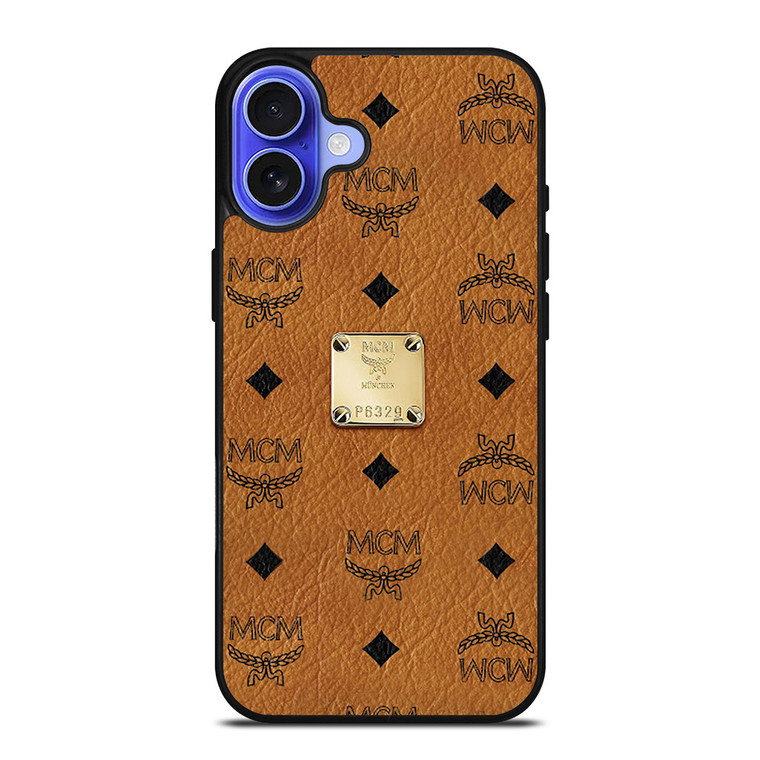 MCM WORLD WIDE BROWN LEATHER EMBLEM iPhone 16 Case