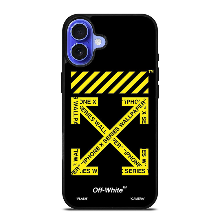 OFF WHITE LOGO YELLOW STRIPE iPhone 16 Case