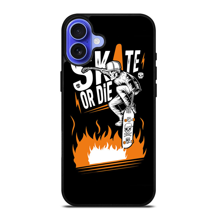 SKULL SKATE OR DIE ORANGE ARTWORK iPhone 16 Case SKULL SKATE OR DIE ORANGE ARTWORK iPhone 16 Case