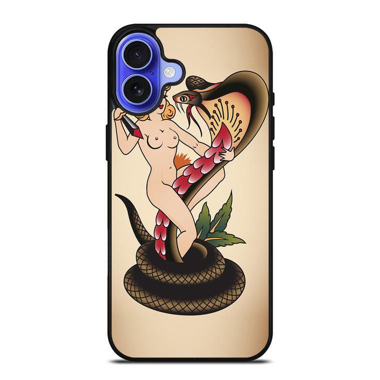 SNAKE CHAMER SAILOR JERRY TATTOO iPhone 16 Case