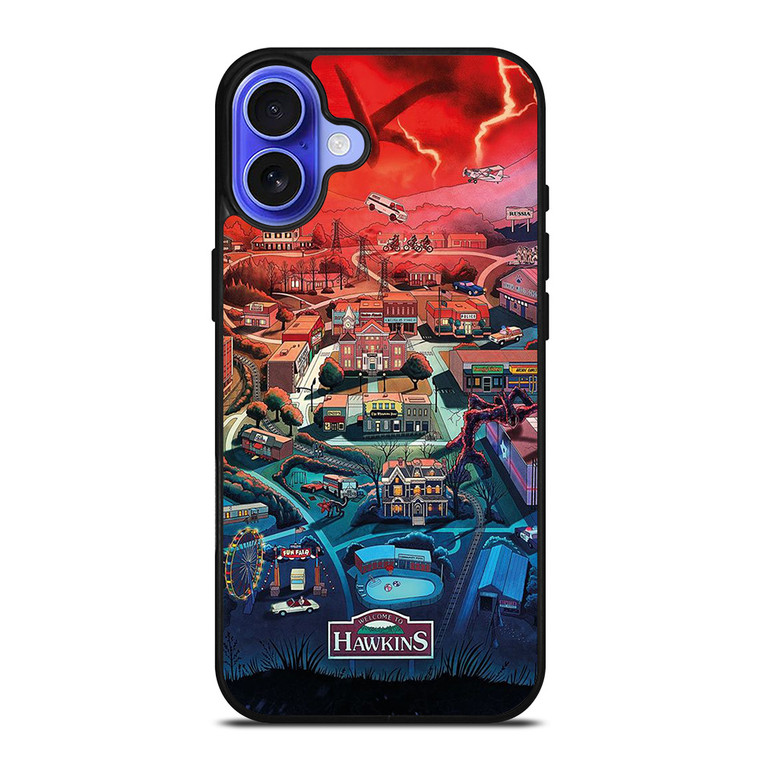 STRANGER THINGS WELCOME TO HAWKINS CARTOON iPhone 16 Case