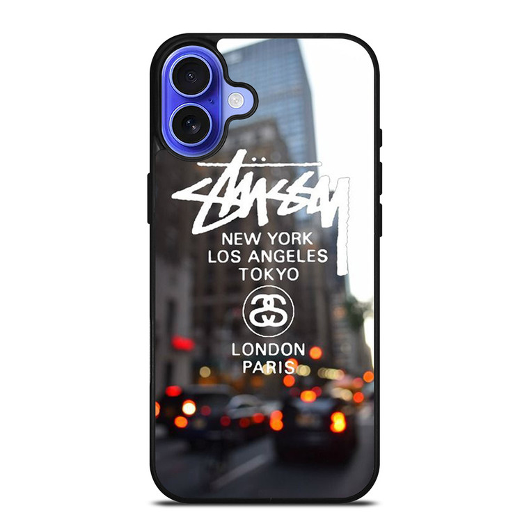STUSSY NEW YORK LA TOKYO LONDON PARIS iPhone 16 Case STUSSY NEW YORK LA TOKYO LONDON PARIS iPhone 16 Case