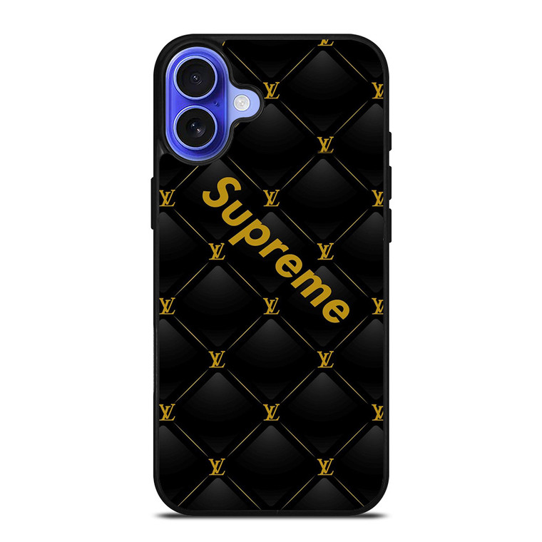 SUPREME BLACK PATTERN GOLD iPhone 16 Case